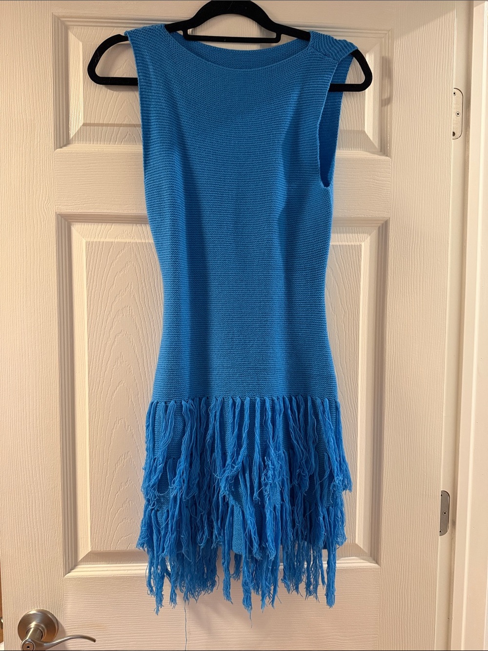 Brand New Blue Fringe Knit Dress